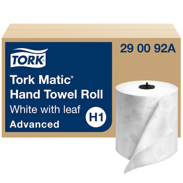 Tork Advanced Matic Hand Towel Roll, 2-Ply - 6 Rolls per Case, Advanced Quality, White, Genuine Tork