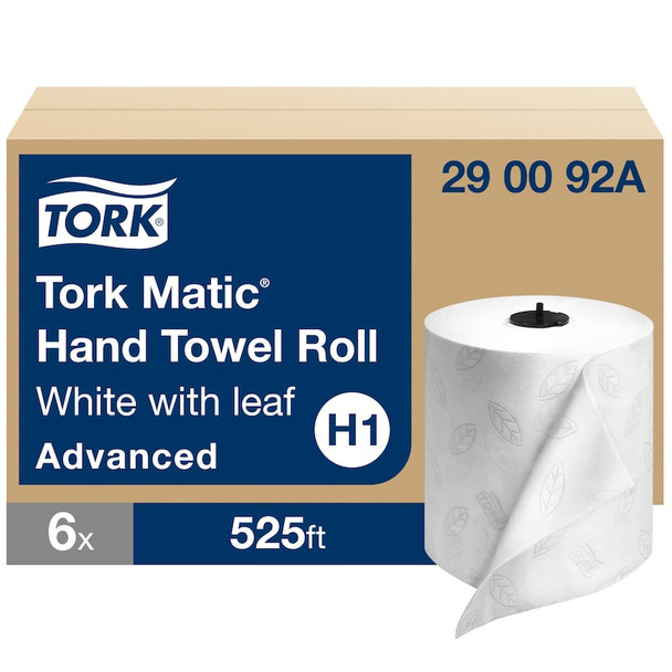 Tork Advanced Matic Hand Towel Roll, 2-Ply - 6 Rolls per Case, Advanced Quality, White, Genuine Tork