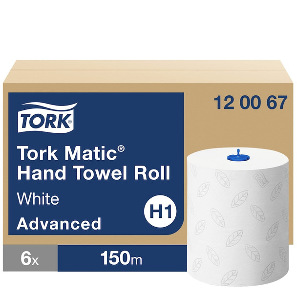 Tork Advanced Matic Hand Towel Roll, 2-Ply - 6 Rolls per Case, Advanced Quality, White, Genuine Tork