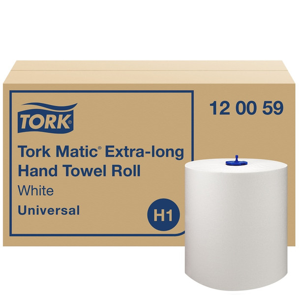 Tork Advanced Matic Hand Towel Roll, 2-Ply - 6 Rolls per Case, Advanced Quality, White, Genuine Tork