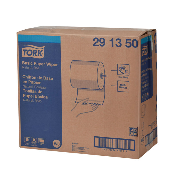 Tork Basic Paper Wiper Natural W6 - 4 Rolls per Case, Tork Performance Washstation Dispenser