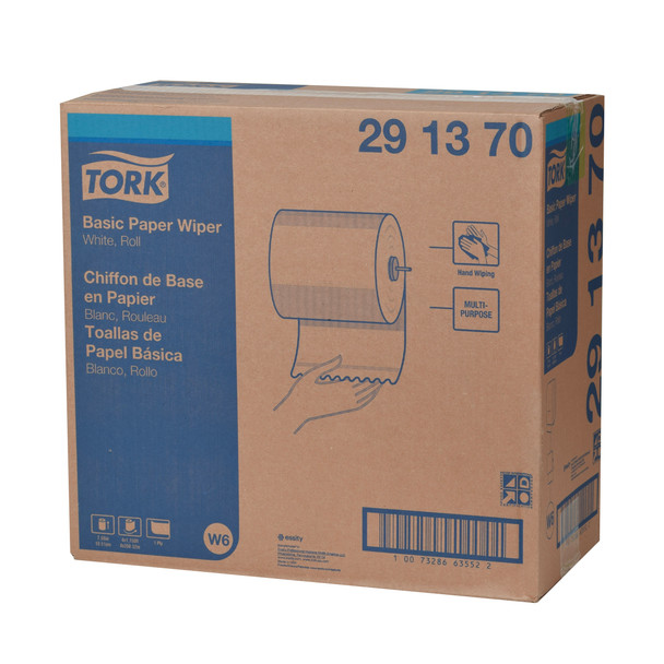Tork Basic Paper Wiper White W6 - 4 Rolls per Case, Tork Performance Washstation Dispenser