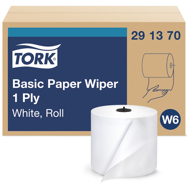 Tork Basic Paper Wiper White W6 - 4 Rolls per Case, Tork Performance Washstation Dispenser
