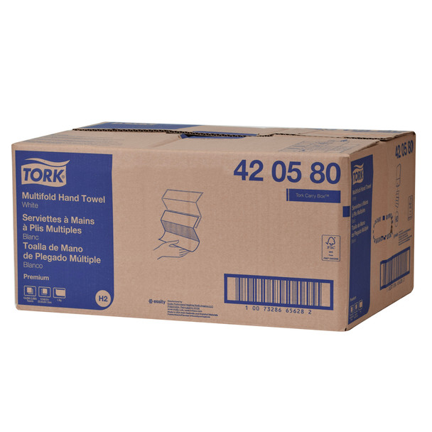 Tork Multifold Hand Towel White H2 - 12 Packs per Case, 250 Sheets per Pack, Premium Quality