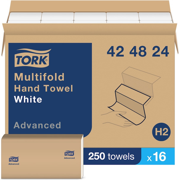 Tork Multifold Hand Towel White H2 - 16 Packs per Case, 250 Sheets per Pack, Advanced Quality