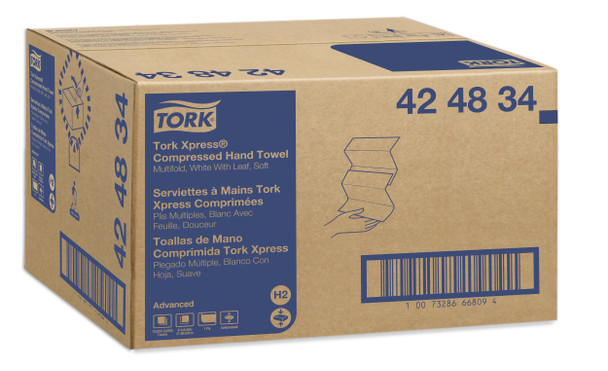 Tork Xpress Compressed Multifold Hand Towel, 3-panel - 12 Packs per Case, 250 Sheets per Pack