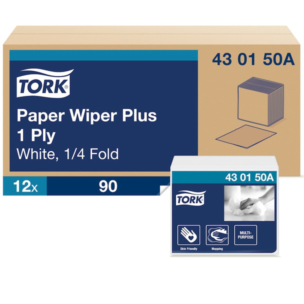 Tork Paper Wiper Plus White Self Dispensing - 12 Packs per Case, 90 Sheets per Pack, Advanced Quality