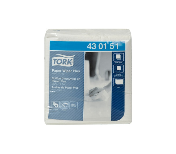 Tork Paper Wiper Plus - 18 Packs per Case, 60 Sheets per Pack, Advanced Quality, White, 1-Ply