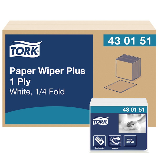 Tork Paper Wiper Plus - 18 Packs per Case, 60 Sheets per Pack, Advanced Quality, White, 1-Ply