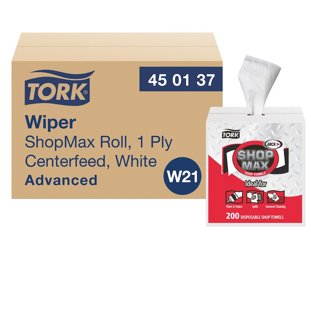 Tork ShopMax Heavy Duty Centerfeed Paper Towel White Self Dispensing - 4 Boxes per Case, 200 Sheets per Box