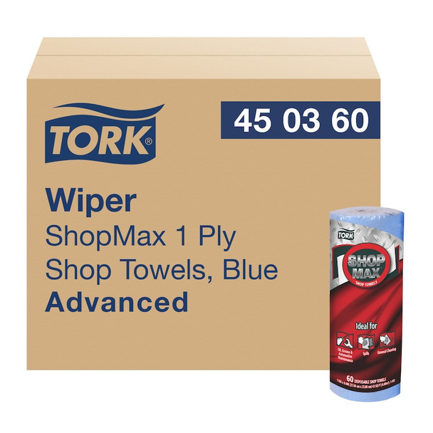 Tork ShopMax Wiper 450, Roll Towel - 30 Rolls per Case, 60 Sheets per Roll, Advanced Quality