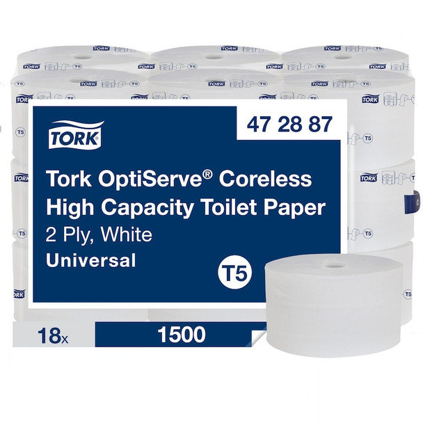 Tork OptiServe Coreless High Capacity Toilet Paper - 18 Rolls per Case, 1500 Sheets per Roll