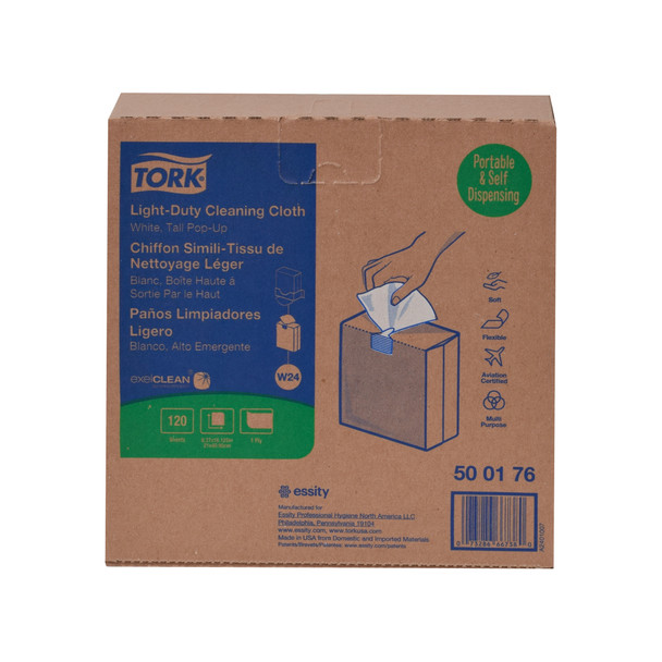Tork Light Duty Cleaning Cloth - 10 Boxes per Case, 120 Sheets per Box, Bracket wiper system