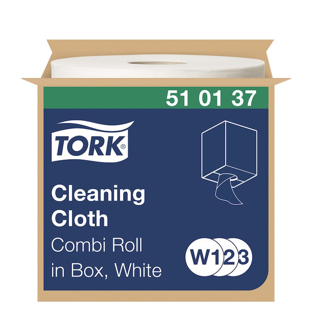 Tork Cleaning Cloth White W2 - 1 Rolls per Case, 500 Sheets per Roll, Wiper pak system, Premium Quality