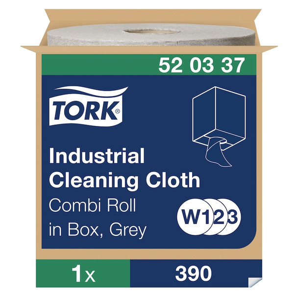 Tork Industrial Cleaning Cloth Centerfeed Gray W2 - 1 Rolls per Case, 500 Sheets per Roll, Premium Quality