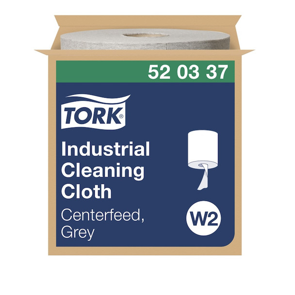 Tork Industrial Cleaning Cloth Centerfeed Gray W2 - 1 Rolls per Case, 500 Sheets per Roll, Premium Quality