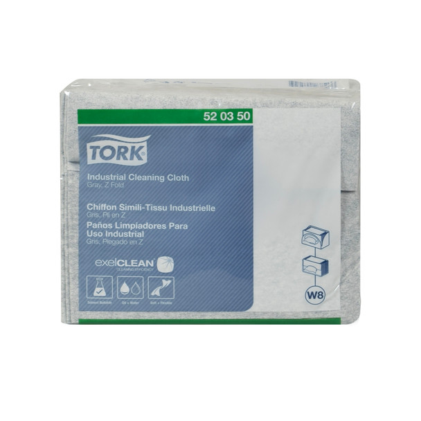 Tork Folded Industrial Cleaning Cloth Gray W8 - 8 Packs per Case, 55 Sheets per Pack, Wipers small pack
