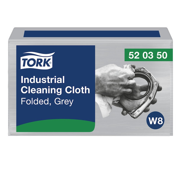 Tork Folded Industrial Cleaning Cloth Gray W8 - 8 Packs per Case, 55 Sheets per Pack, Wipers small pack