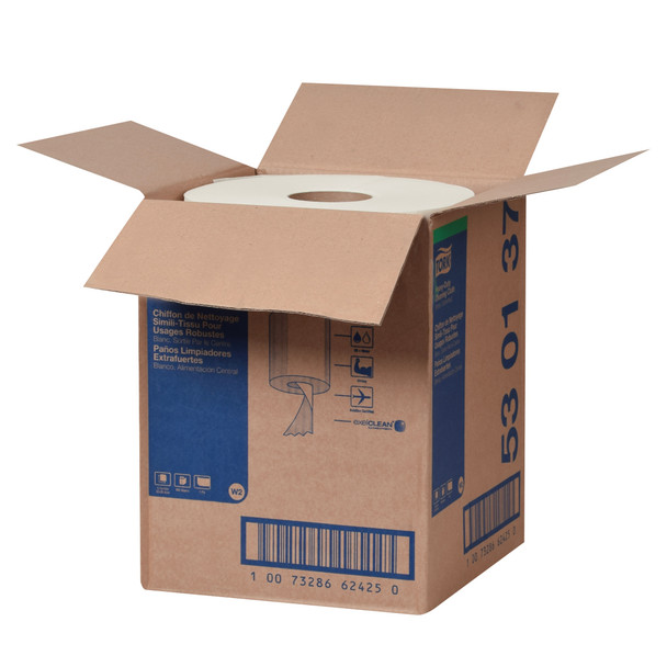 Tork Heavy Duty Cleaning Cloth White W2 - 1 Rolls per Case, 400 Sheets per Roll, Wipers combi roll system