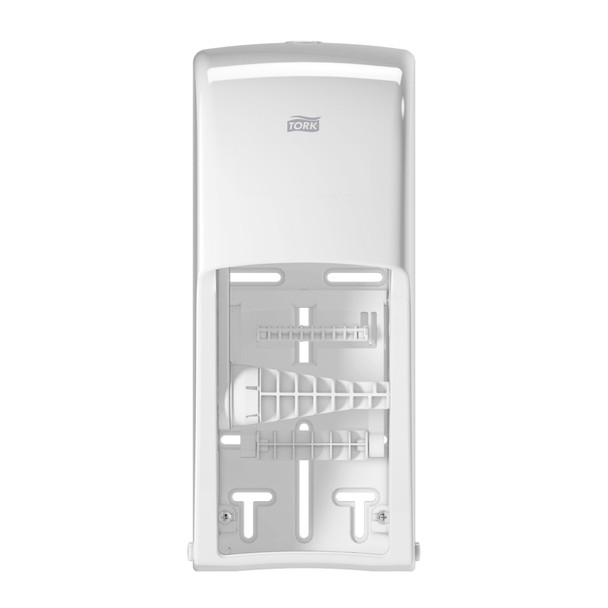 Tork Twin Toilet Paper Roll Dispenser White T26 - High-Capacity plugged core toilet paper system
