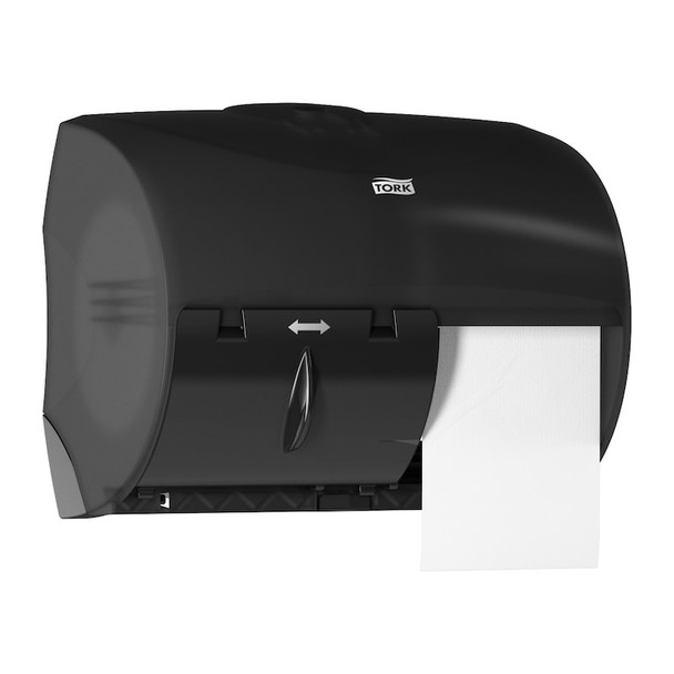 Tork OptiCore Twin Toilet Paper Roll Dispenser Black T11 - Split-gap core toilet paper system