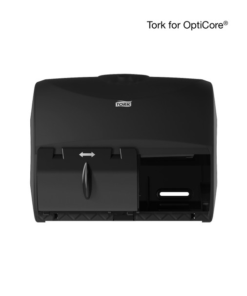 Tork OptiCore Twin Toilet Paper Roll Dispenser Black T11 - Split-gap core toilet paper system