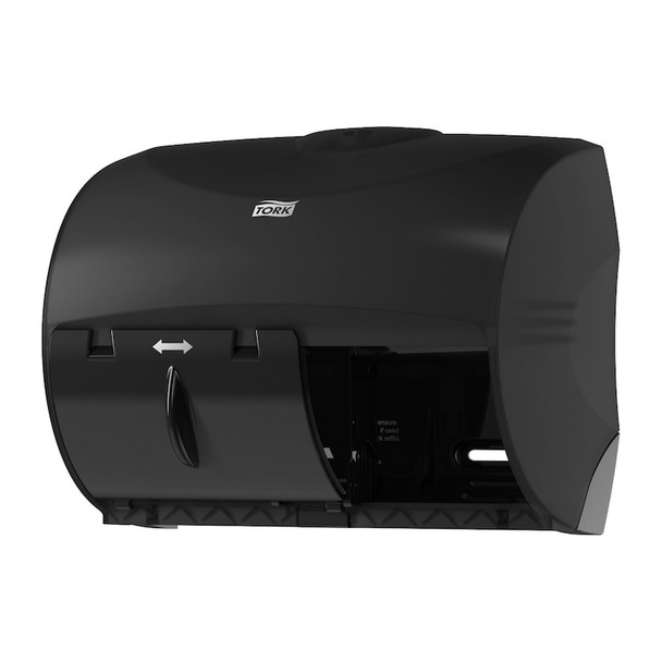 Tork OptiCore Twin Toilet Paper Roll Dispenser Black T11 - Split-gap core toilet paper system