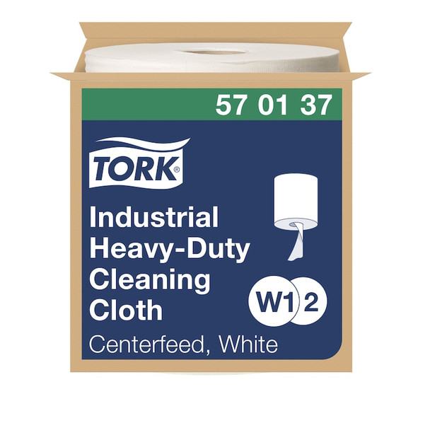 Tork Heavy Duty Cleaning Cloth Centerfeed White W1 - 1 Rolls per Case, 160 Sheets per Roll