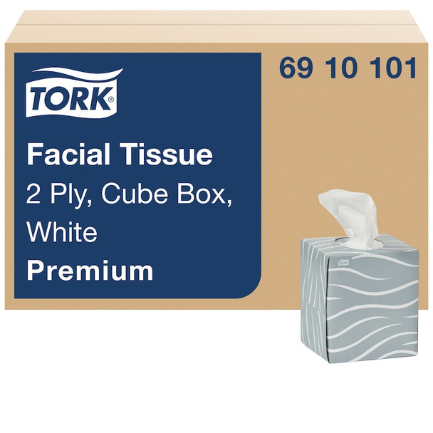 Tork Premium Facial Tissue Cube Box - 36 Boxes per Case, 86 Sheets per Box, Facial Tissue System