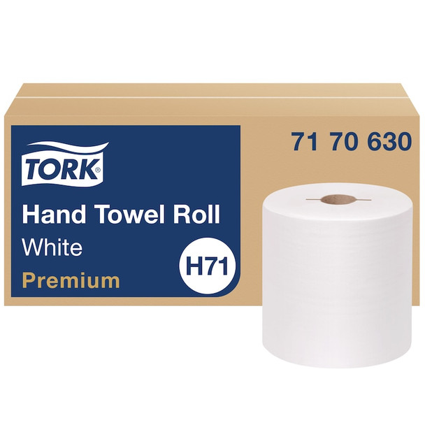 Tork Premium Hand Towel Roll - 6 Rolls per Case, Premium Quality, White, 1-Ply, Genuine Tork