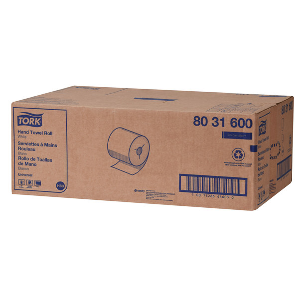 Tork Universal Hand Towel Roll - 6 Rolls per Case, Universal Quality, White, 1-Ply, Genuine Tork, H80