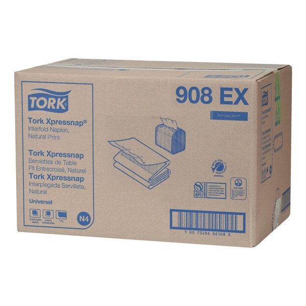 Tork Xpressnap Natural Environmental Print Dispenser Napkin N4 - 12 Packs per Case, Xpressnap napkin system