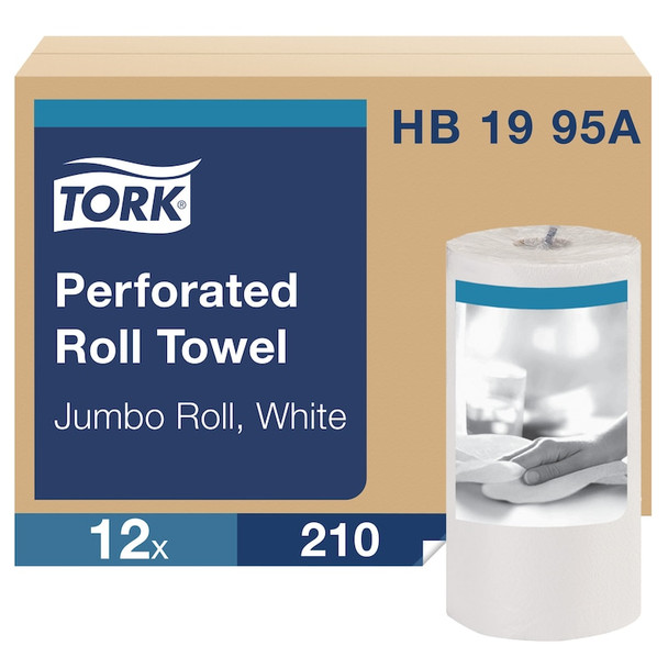 Tork Perforated Roll Towel - 12 Rolls per Case, 210 Sheets per Roll, Universal Quality, White