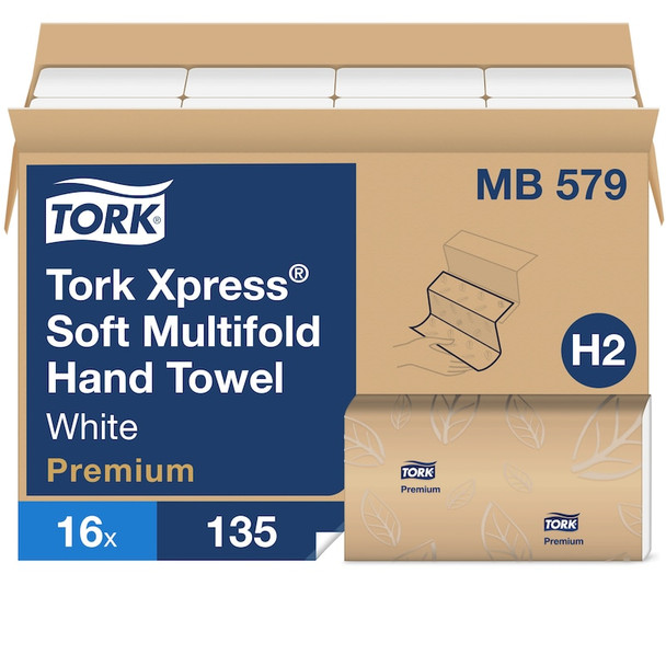 Tork Premium Soft Xpress Multifold Hand Towel - 16 Packs per Case, 135 Sheets per Pack, Premium Quality