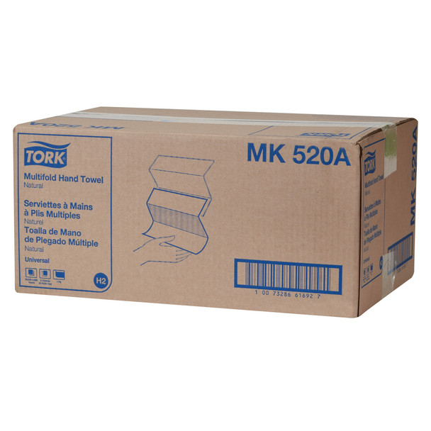 Tork Multifold Hand Towel Natural H2 - 16 Packs per Case, 250 Sheets per Pack, Universal Quality