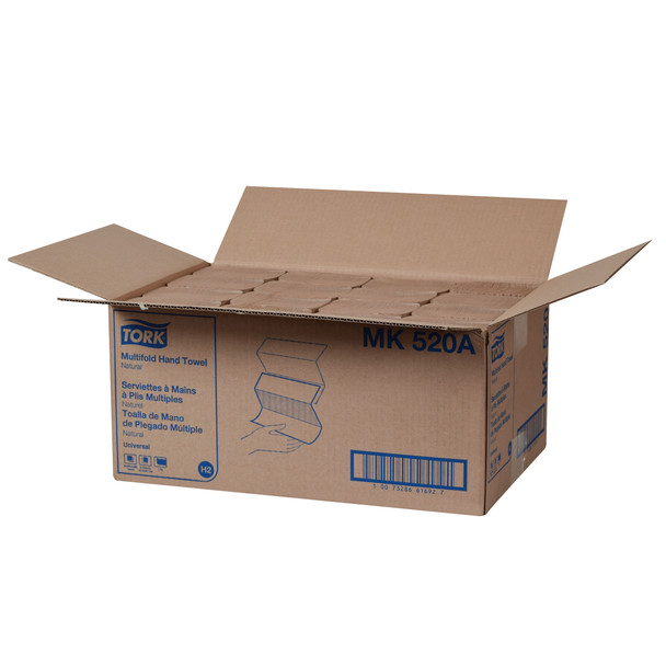 Tork Multifold Hand Towel Natural H2 - 16 Packs per Case, 250 Sheets per Pack, Universal Quality