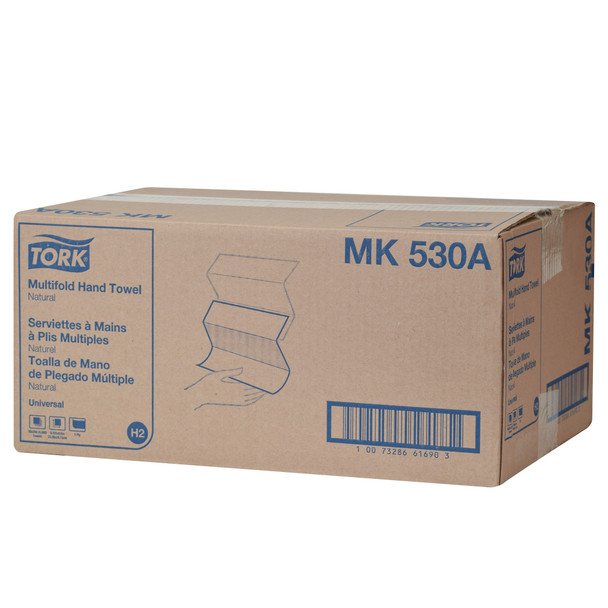 Tork Multifold Hand Towel Natural H2 - 16 Packs per Case, 250 Sheets per Pack, Universal Quality, SKU MK530A