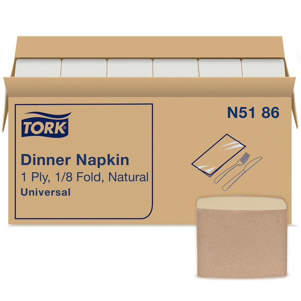 Tork Natural Dinner Napkin - 12 Packs per Case, Universal Quality, Nature, 1-Ply, Genuine Tork