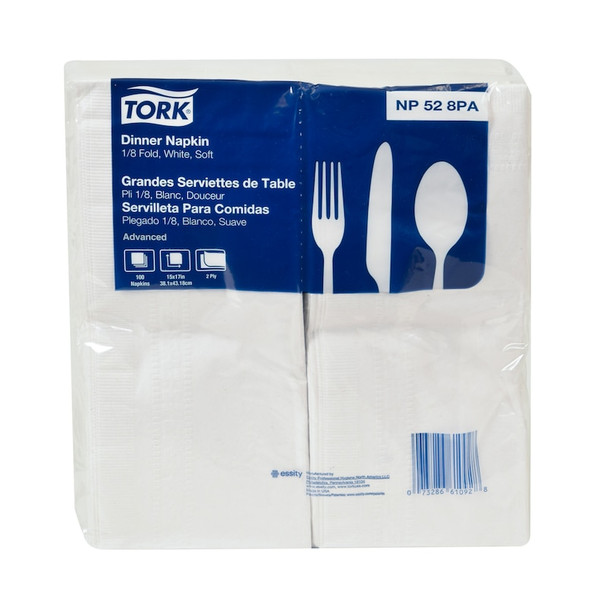 Tork Advanced Dinner Napkin - 28 Packs per Case, Advanced Quality, White, 2-Ply, Genuine Tork