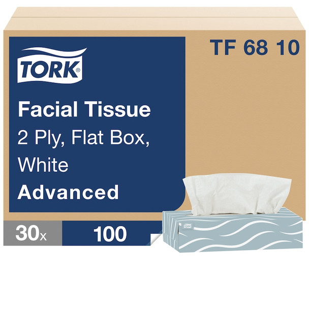 Tork Advanced Facial Tissue Flat Box - 30 Boxes per Case, 100 Sheets per Box, Facial Tissue System