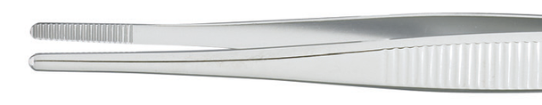 Integra Miltex Dressing Forceps Sterile Single-Use 5 in, Serrated Tips, Box of 25, Thumb Forceps