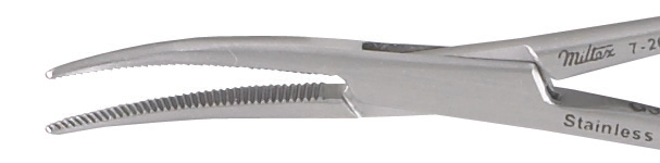Integra Miltex Hartmann Forceps Sterile Single-Use 4 in Curved, Box of 50, Mosquito Hemostat