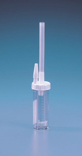Busse Mucus Specimen Traps, 40cc and 80cc, Sterile, With or Without Transport Cap, 24 to 100 per Case