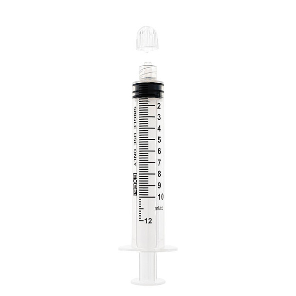 Exel 10 to 12 mL Syringes Only – Luer Lock and Luer Slip with Cap, Sterile and Bulk, Case Lots