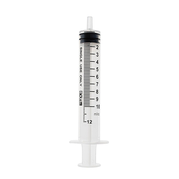 Exel 10 to 12 mL Syringes Only – Luer Lock and Luer Slip with Cap, Sterile and Bulk, Case Lots