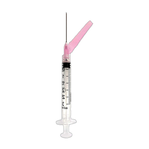 Exel SecureTouch Safety Syringes – 3 mL with Safety Needle, One Hand Activation, Luer Lock, Case 400