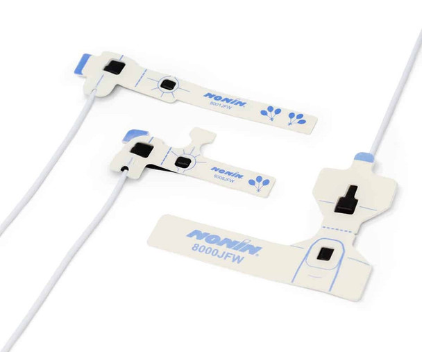 Nonin 8000J PureLight Reusable Adult Flex SpO2 Sensor with FlexiWrap in 1 and 3 Meter Cable Lengths