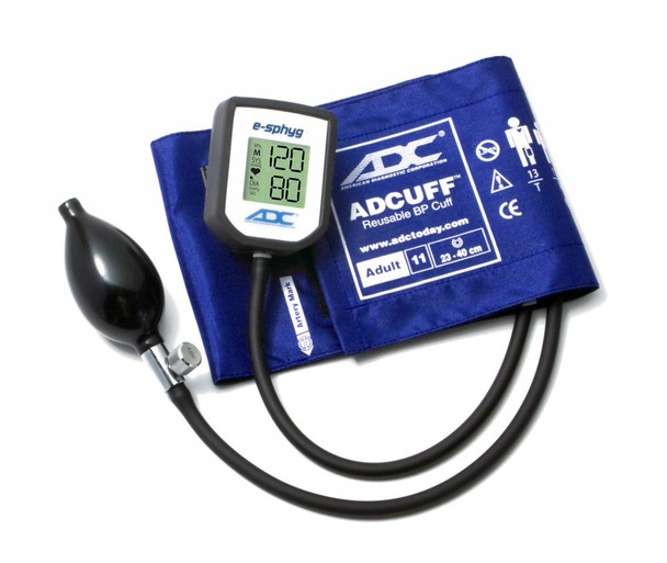 ADC E-Sphyg 7002 Aneroid Sphygmomanometer, Backlit LCD Gauge with Systolic Assist and Lifetime Recalibration