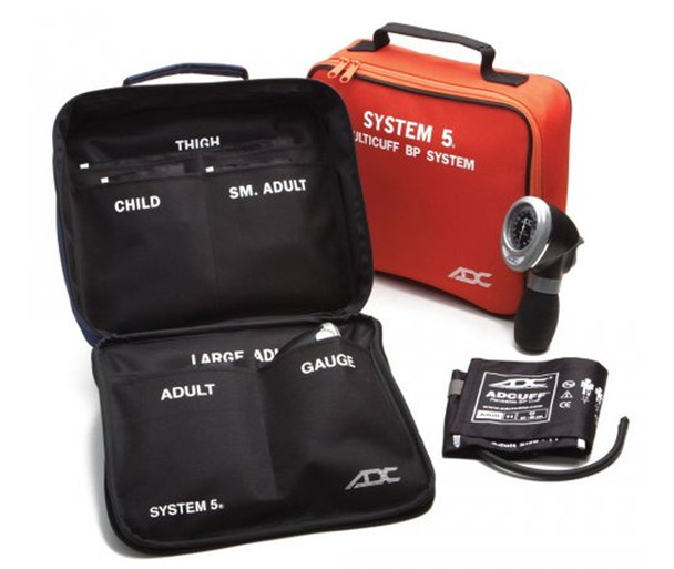 ADC System 5 Five-Cuff Sphygmomanometer Kit with Palm-Style Manometer, One-Piece Cuffs and Attaché Case