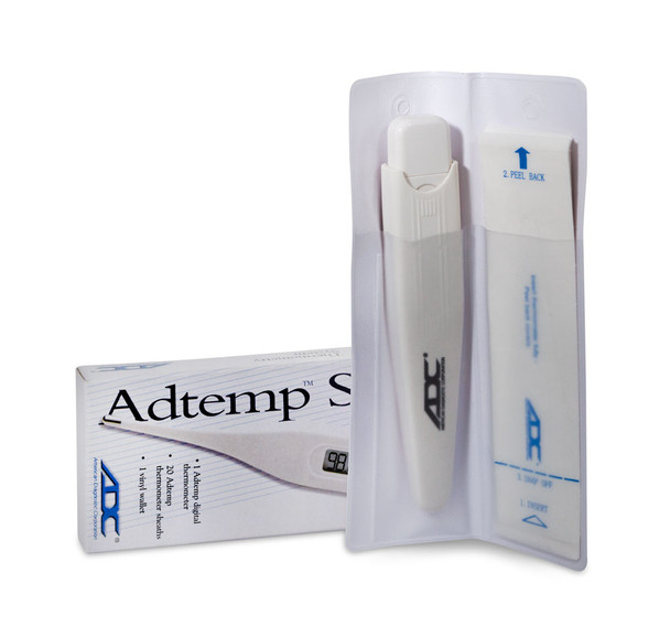 ADC Adtemp 412 Digital Thermometer, Single-Patient Stick Thermometer in Bulk Pack of 20 with Storage Case